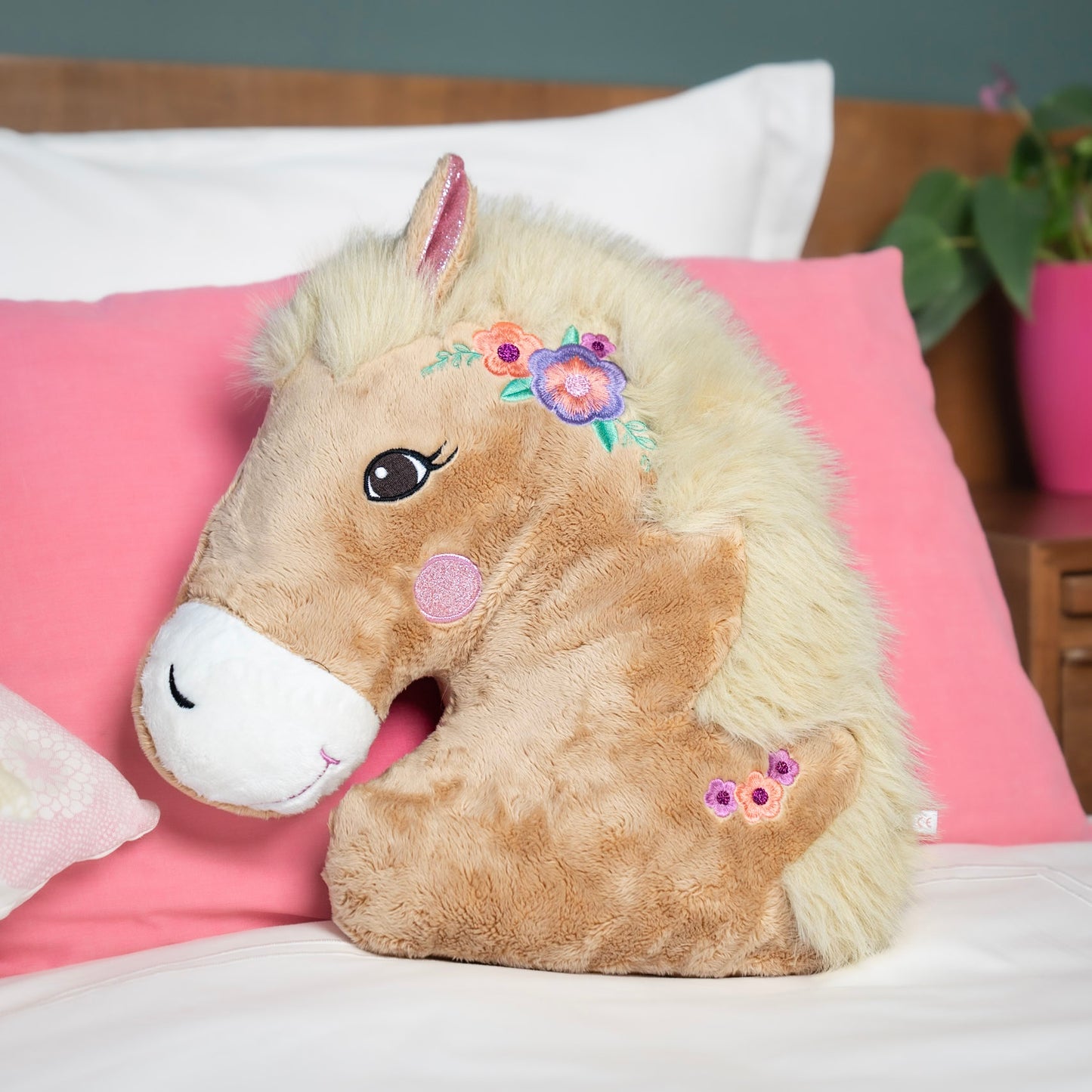 Die Spiegelburg - Kissen Pferdekopf - Pferdefreunde - 22899, Deko fürs Kinderzimmer, Stoffkissen für Mädchen und Jungen, Geschenk für kleine Pferdefans